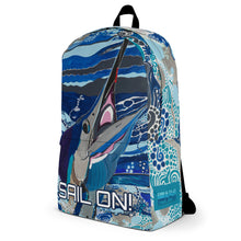 Load image into Gallery viewer, Side of backpack coordinates with the from artwork as well.