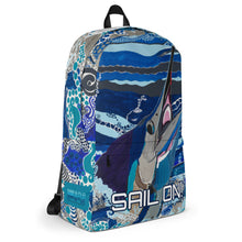 Load image into Gallery viewer, Side of backpack coordinates with the from artwork as well.
